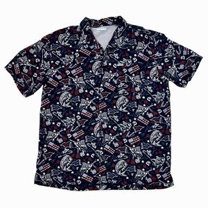 Columbia PFG Trollers Best Patriotic 4th July USA Fishing Vented Shirt Mens Sz L